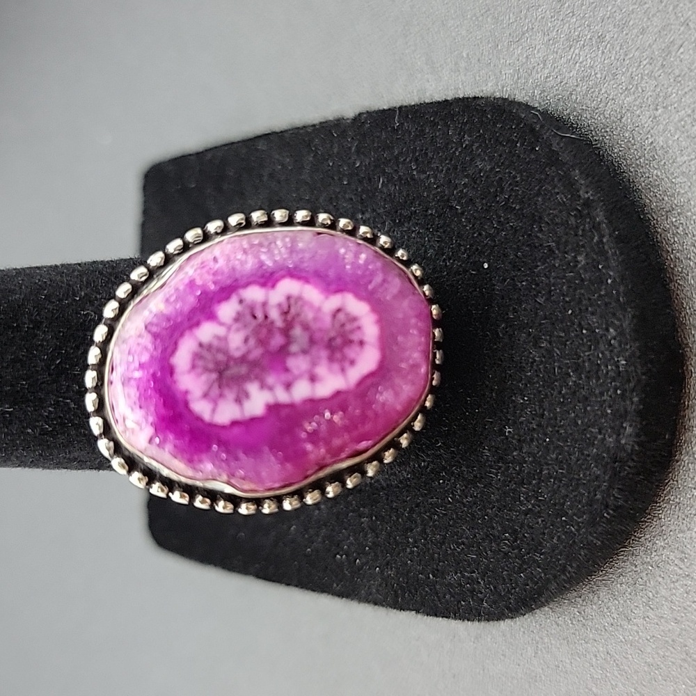 925 Silver Plated Pink Solar Quartz Gemstone Ring Handmade Jewelry Size Us 9.5 - Picture 2 of 7